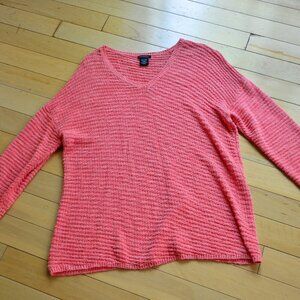 CALVIN KLEIN Jeans Knit V-Neck Sweater Size XXL Coral